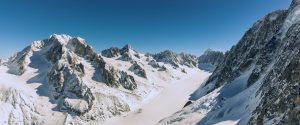 View over the Grands Montets glacier near Chamonix, France